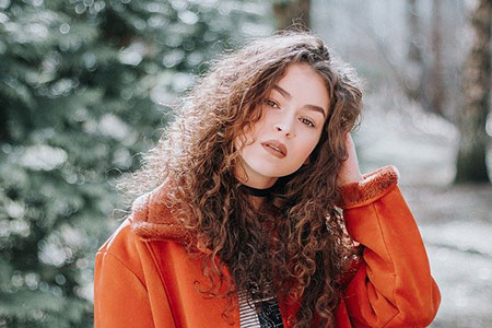Girl with long curly hair